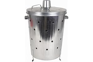 1a-Handelsagentur Verbrennungstonne 75l verzinkt - Feuertonne Feuerschale Verbrenner Terrassenofen Holz, Silber