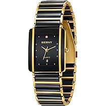 BERNY Orologio Da Uomo Al Quarzo – Lusso Classico Con Cassa Ovale, Quadrante Solare, Cinturino In Acciaio Placcato Oro, Impermeabile 3ATM, Regalo Uomo - 2