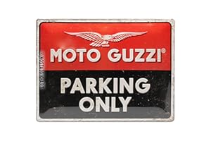 Nostalgic-Art Cartel de chapa retro Moto Guzzi – Parking Only – Idea de regalo para los aficionados a las motos, metálico, Diseño vintage, 30 x 40 cm