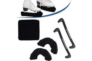 NQEUEPN Ice Skate Guards & Soakers & Towel Kit, Hard Skate Guards Protector and Soft Skate Blade Covers Hockey Skates Figure Skates Accessories for Men Women (Black)