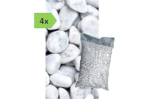 Metroquadrocasa 4 Sacchi da 25kg ciottoli di marmo Bianco Carrara 40/60 mm sassi pietre giardino