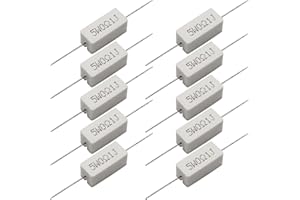 FOCMKEAS Cement Resistor,10 PCS 5W 0.1 Ohm 5% Axial Lead Wire Resistor White Wound Fixed Ceramic Cement Resistors Wirewound Cement Power Resistors Flame Heat Moisture Resistance Precharge Horizontal Resistors