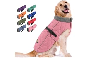 Sheripet Dog Cold Weather Coats, Fleece Lining Small/Medium/Large Dog Jackets for Winter, Wide Range Adjustable Dog Winter Clothes for Large Dogs, Pink XL
