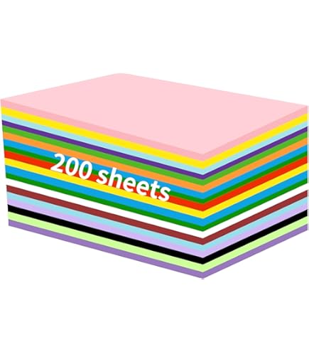 200 Fogli Cartoncini Colorati, Carta A4 Carta Colorata Per Lavoretti (70g), 20 Colori Origai