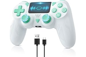 FOIRCEADAL Wireless Controller for Ps-4 Dual Vibration Wireless Gamepad with Turbo and 3.5mm Audio Jack/LED/Touch Pad for P-s4/Pro/Slim/Pc