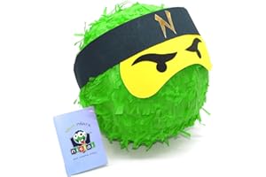 NISLAI Ninja Pinata - Ideal für die Ninja Party - Geschenk für Geburtstag - Farbe zur Auswahl: Grün, Schwarz, Blau, Rot (Grün)