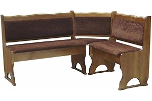 K KOMA Imbottitura Panca angolare in legno di pino, colore rovere con imbottitura in legno massello – nuovo marrone (120 x 160)