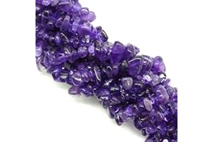 OUUBUUY 260pcs Natural Amethyst Crystal Chips Beads for Jewelry Making 5mm to 8mm Irregular Gemstone Crystal Beads for Bracelet Making Craft Beads with Holes Jewellery 32 inch