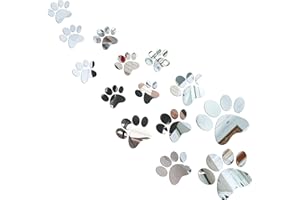 TENARE 14 Piezas Juego de Calcomanías de Espejo de Pata Pegatinas de Pared de Huellas de Perro Pegatinas DIY de Acrílico de Pata Decoraciones Extraíbles de Patas de Pared de 3 Tamaños para Niños