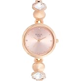 Titan Raga Love All Quartz Analog Pink Dial Rose Gold Metal Strap Watch for Women - NT2606WM10