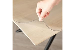 Trente Nappe Transparente 2mm - Nappe rectangulaire Anti Tache avec Bords inclinés, Protection Table Lavable, Toile cirée au Metre, Nappe de Table Plastique pour l'intérieur et l'extérieur 90x160 cm