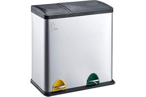 SVITA Seau à pédale Poubelle Poubelle tri sélectif en acier inoxydable (35 litres 12L + 23l) Set ou individuellement, Silber, 1x Treteimer
