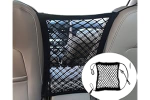 Hitopin 1 Stücke Auto Organizer Netz Schutznetz, Universal Organizer Netztasche, Elastisch KFZ Auto Netz, Auto Gepäcknetz mit Haken, Auto Aufbewahrungstasche, für Handy Geldbörse Schlüssel (Schwarz)