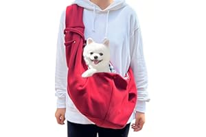 DEANKEJI Hunde Umhängetasche, Snuggle Sling Hund bis 7,5 kg, Weich Hundetragetuch, Rotwein Tiertransporttrage, für Spaziergang Aktivitäten im Ausflüge und Freien