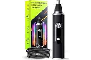 PAONIES Rechargeable Nose Hair Trimmer for Men and Women, 2025 Professional Painless USB Nasal Trimmer, Ear and Eyebrow Facial Hair Removal with LED Display, IPX7 Waterproof, Dual Edge Blades, Easy Clean