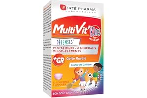 Forté Pharma - Multivit Kids | Complément Alimentaire Enfant dès 4 ans - 12 Vitamines et 6 Minéraux - Gelée Royale, Calcium, Fer, Chrome, Vitamine C - Fatigue | 30 comprimés à croquer, 1-2/jour