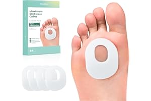 Welnove 84 Stück Hornhautpolster, selbstklebende Hühneraugenschutz, lindert Schmerzen bei Hornhaut, Hühneraugen, Blasen, Fersenreibungen, selbstklebende Kissen – Weiß