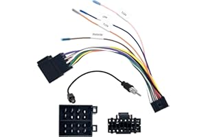 OUPDATE Câble Adaptateur Autoradio 16 Broches vers ISO avec Adaptateur Antenne, Faisceau de Câblage Stéréo pour Poste Radio Voiture, Connecteur ISO Autoradio avec Commandes au Volant et Inverse