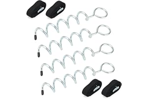 MUKCHAP Set of 4 30cm Trampoline Anchor Kit with Round Head, Tie Down Kit with Straps, Galvanized Spiral Ground Anchor Set for Sheds, Swings, Tents
