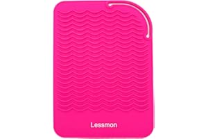 LESSMON Heat Resistant Mat for Curling Irons, Hair Straightener, Flat Irons and Hair Styling Tools 9" x 6.5", Pink