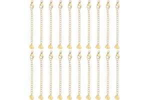 UNICRAFTALE 20 pieza de 75 mm de Largo 304 cadenas Extensoras de Cadena de Acero Inoxidable con Cierres de Pinza de Langosta Y Pestañas de Cadena de Corazón Extensión de Cadena Chapada En Oro