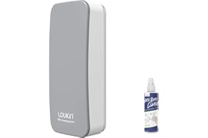 loukin Effaceur magnétique effaçable à sec pour tableau blanc, effaceur de tableau en verre (gris), nettoyant pour tableau blanc de 96,4 g inclus, pour salle de classe, maison et bureau