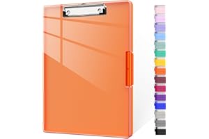 Piasoenc Porte-bloc avec rangement, 21,6 x 27,9 cm, 2 étuis de rangement et porte-papier A4, panneau supérieur transparent effaçable à sec, plastique robuste, ouverture latérale, pour infirmières