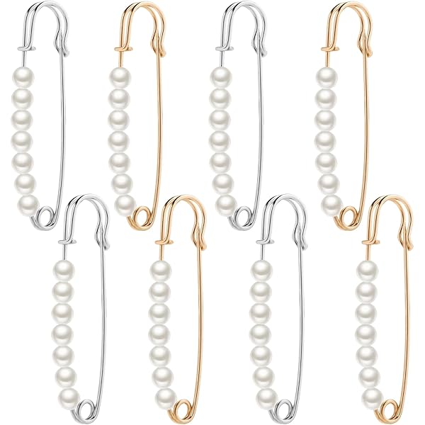 Sinch Clip Lot De 4 Broches Perles Dorées - Pour Pulls, écharpes