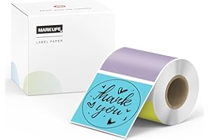 2'' x 2''Etiquettes thermiques directes couleur pour l'imprimante d'étiquettes Marklife P50, Etiquettes thermiques auto-adhésives multi-usages pour le commerce, le bureau, 150 étiquettes/rouleau