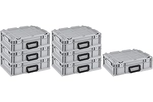 PROREGAL SuperSparSet 7x Eurobox NextGen Portable | H x W x D 13.5 x 30 x 40 cm | 11 Litres | Euro Container, Transport Box, Transport Container, Stacking Container