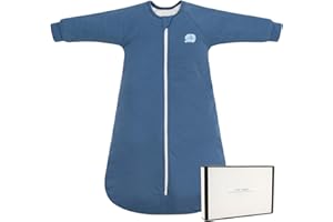 LILBESTIE 2.5 Tog Baby Sleeping Bag with Arms Long Sleeves Toddler Sleep Sack 0-6 6-12 12-24 Months - Winter Cotton Sleep Suit Bag Wearable Blanket with Two-way Zipper Blue