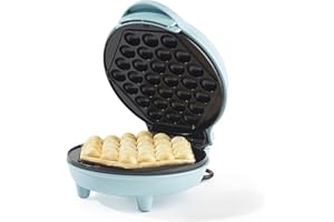 Giles & Posner Bubble Waffle Maker – 18 cm Cooking Plate, PFAS-Free Non-Stick Coating, Power/Ready Indicator Lights, Sweet/Savoury, Easy to Clean, 600W, Sorbet Blue