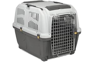 PET'S MARKET Iata Trasportino Gatto,Trasportino Cane,Trasportino Rigido,Accessorio da viaggio,Viaggio Animali,Porta in ferro,con Fessure,conforme agli standard per il trasporto aereo (5 79×58,5x65h)