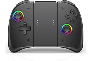 RREAKA Switch Controller for Nintendo Switch/OLED, Wireless Switch Pro Controller for Joycon, Handheld Switch Grip Remote with 8 RGB Colors, Adjustable TURBO, Dual Motor Vibration, Back Button