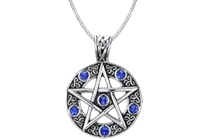 Joielavie Collier Pendentif Homme Blue Strass Faux Diamant Pentagram Pentacle Tribal Gothique Acier Inoxydable Chaîne Cadeau Bijoux, 60 cm, Acier inoxydable, Diamant, 60 cm, Acier inoxydable, Diamant