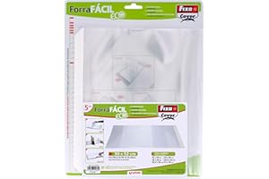 Fixo Cover- Blister de 5 Forra Fáciles Eco para Libros, 300 x 520 mm, Dispone de Solapa Ajustable y Reposicionable, Polipropileno 70 Micras, Reciclable, Protege tus Libros Escolares Todo el Año