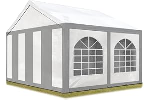 TOOLPORT Tente de réception 3x4 m Toile de Haute qualité PE 450 N Gris-Blanc Construction en Acier galvanisé avec raccordement par vissage