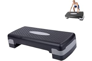 PROBUK Steppbrett für zuhause, Höhenverstellbar (10-15cm) Stepper Fitness, Aerobic Stepper mit Widerstandsbändern, Rutschfest, Fitnessgeräte für zuhause, 68cm