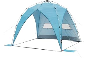 Qeedo Quick Coast Tienda de Playa, construcción rápida (Quick-Up-System), protección Solar UV80 - Azul