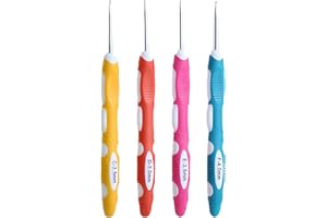 Nurila Set of 4 Crochet Hooks 2.5 mm 3 mm 3.5 mm 4 mm, Ergonomic Crochet Hook with Colourful Silicone Handle, Crochet Hook for Beginners and Crochet Lovers, Suitable for Scarves, Sweaters, Gloves