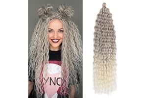 ‎DSOAR Deep Twist Crochet Hair Wasserwelle Twist Haarbündel Synthetische lockige Flechtfrisur Haarverlängerung Ombre Kinky Curl Flechthaarteil, 22 Zoll 3 Packungen T10/60#