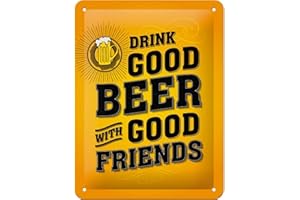 Nostalgic-Art Retro Blechschild, 15 x 20 cm, Drink Good Beer – Geschenk-Idee für Bier-Fans, aus Metall, Vintage Design mit Spruch