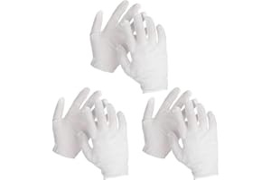 DSLSQD Bawełniane rękawiczki, 3 pary białych bawełnianych rękawiczek do suchych rąk, nawilżający egzema, zmywalne bawełniane rękawiczki dla mężczyzn i kobiet, parada, biżuteria, film, zdjęcie, moneta,
