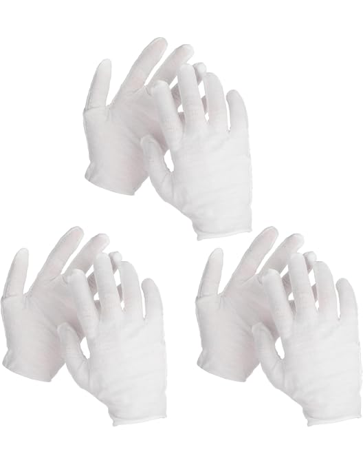 3 Paar Baumwoll-Handschuhe Für Nachtpflege | Feuchtigkeitsspendend Bei Trockener Haut & Ekzemen