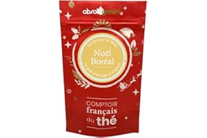 ABSOLUGREEN Thé Noir Noël Boréal – Comptoir Français du Thé – Pochette 80g en Vrac – Notes d’Orange, d’Amande & d’Épices – Mélange Gourmand et Enchanteur pour les Fêtes de Fin d’Année