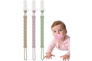 BebeCalin Dummy Clip Soother Chains, 3-Pack Baby Pacifier Clips One-Piece Design,BPA-Free Food-Dummy Clips for Boys and Girls