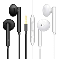 【2Paar, Schwarz + Weiß】 MAS CARNEY MH892 im-Ohr-Kopfhörer mit Lautstärkeregler und Mikrofon Ohrhörer für Handy…