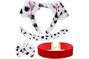 BEIBXHQQ 3pcs Dog Headbands, 1pc Velvet Choker, Dalmatian Ears, Ear Headband Set, Kids Dog Clothing, Dalmatian Ear Headband, Dalmatian Clothing