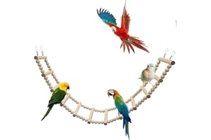 DNOIFNE Vogelleiter-Brückenspielzeug, hölzernes Kleintier-Kletterspielzeug, Vogelkäfig-Zubehör für Vögel Papageien Kakadus Pfingstrosen Graupapageien Aras Sittiche Hamster Ratten (12 Stück Leiter) (70 cm)