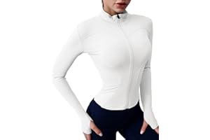 Rapbin Women's Running Jacket, Lightweight, Breathable, Long Sleeve Track Top with Zip and Monkey Thumbs, for Sports, Training, Gym, Yoga